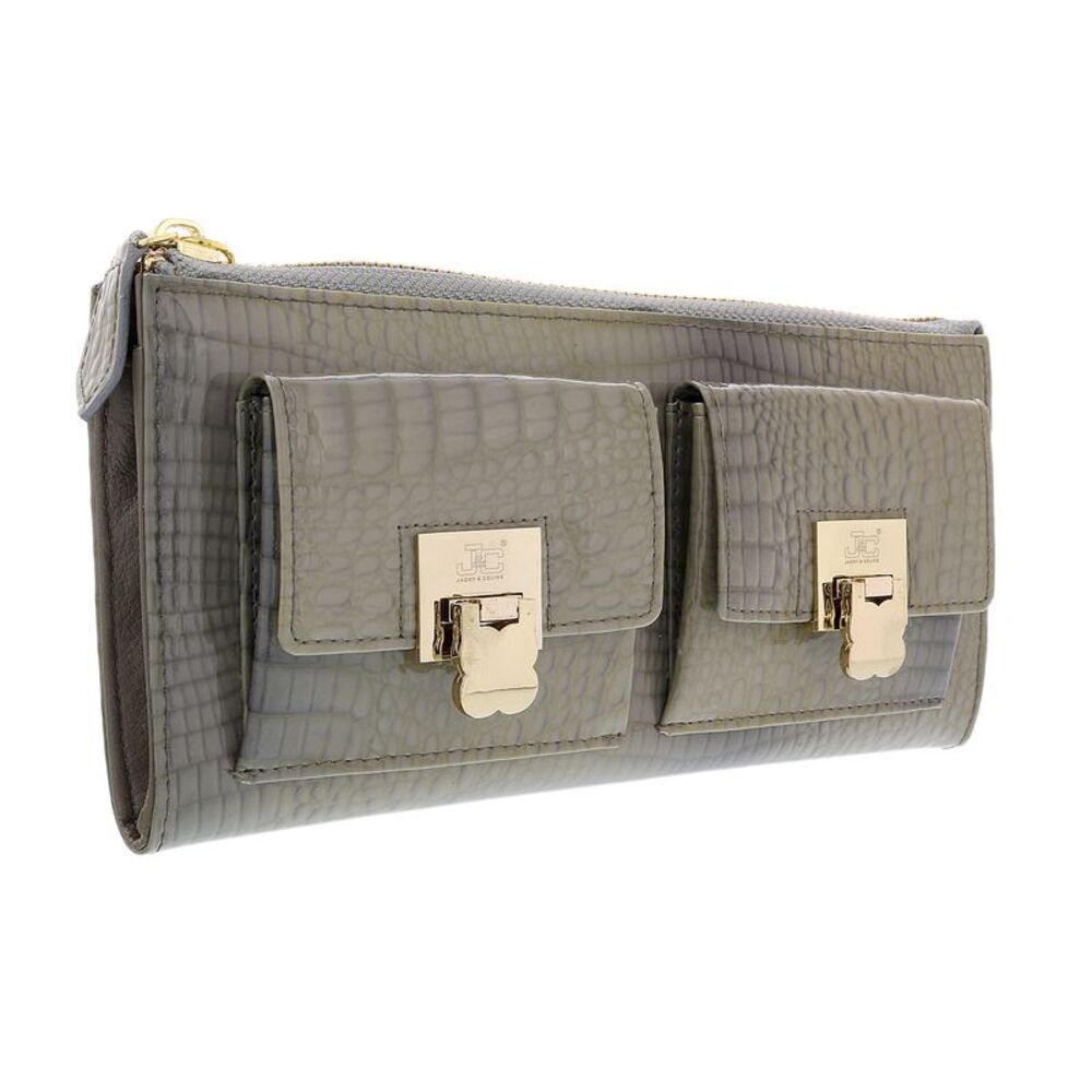 J&C J11-012 GRIGIO Grey Zippered  Large Wallet